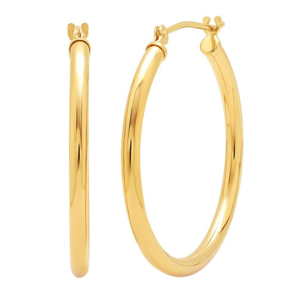 10K Yellow Gold Classic Round 1 inch Hoop Earrings